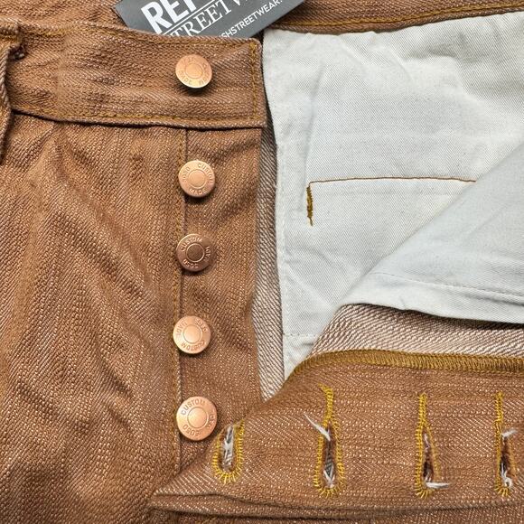 SoSo Custom Workwear Pants Brown Carpenter Utility Tool Pocket 34x33 Raw HEAVY - Picture 3 of 5